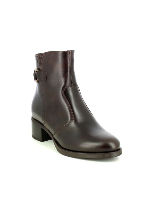 Stivaletto da donna in pelle liscia testa di moro con tacco 4 cm e dettaglio metallico NERO GIARDINI | I513843D300